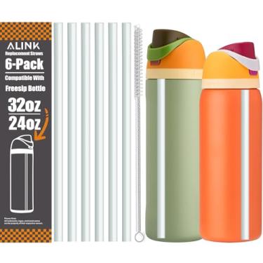Imagem de ALINK Canudos de substituição transparentes para garrafa de água isolada Owala FreeSip 947 ml, 680 g, pacote com 6 canudos de plástico reutilizáveis para 946 ml, tampa de copo Owala Freesip apenas