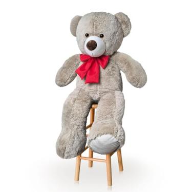Imagem de Urso De Pelúcia Gigante 1M Com Laço Para Decoração Presente Amor (Avelã Com Vermelho)