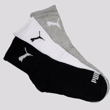 Imagem de Kit Meia Puma Cano Médio 3 Pares Feminina Preta Ci, 34-39