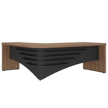 Imagem de Mesa Para Escritório Em L Diretor Lado Direito Nogal/preto