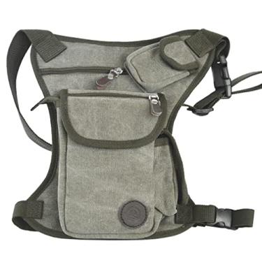 Imagem de Hebetag Mochila de lona para atividades ao ar livre, para homens, mulheres, viagens, motocicleta, ciclismo, caminhadas, acampamento, coxa, quadril, casual, mochila (verde militar)