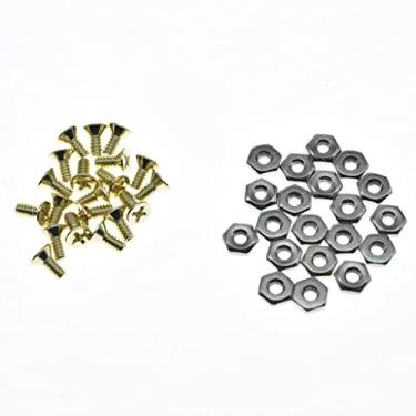 Imagem de Dopro Pacote com 20 porcas e parafusos de suporte de pickguard número 6-32 Phillip Head Parafusos de suporte de palheta para guitarra EUA Gibson ou Epiphone Les Paul Gold