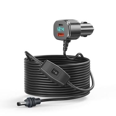 Imagem de Mini cabo de alimentação Starlink 3 em 1 3 m, carregador de carro 12 V-24 V com adaptador de acendedor de cigarros, display digital, portas USB C PD e USB A para caminhões e carros