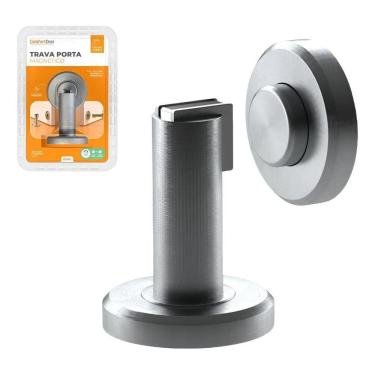 Imagem de 2X Fixador Trava Porta Magnético Dual Piso Ou Parede Metalic