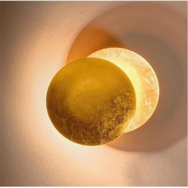 Imagem de Luminária De Parede Criativa Estilo Nórdico "Eclipse Da Lua" - Versátil Para Corredor, Escada, Quarto, Sala De Estar (Fundo Da TV) E Varanda (B H20cm 1PCS)