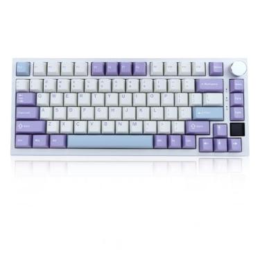Imagem de Teclado AJAZZ AK820 Pro 75% para jogos, teclado mecânico retroiluminado RGB conectado de modo triplo com tela inteligente TFT e botão (branco, interruptor Flying Fish)