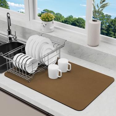 Imagem de LIMNUO Tapete De Secagem Louça Para Bancada Cozinha, Com Revestimento Borracha Antiderrapante, Absorvente E Antimanchas (Marrom, 50,8 Cm X 40,6 Cm)