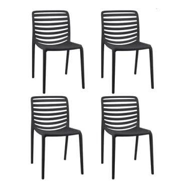 Imagem de Kit 4 Cadeira Capri Sem Braço Polipropileno Estilo Conforto Área Gourmet Sala de Jantar (Preta)