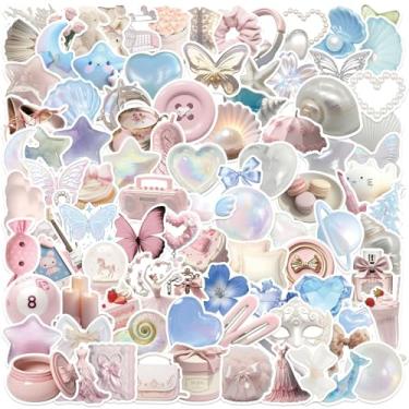 Imagem de 100 peças de adesivos de garrafa de água, adesivos estéticos fofos para crianças e adultos, adesivo impermeável para garrafas de água, álbum de recortes, diário, laptop, guitarra, skate (branco100)