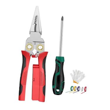 Imagem de ＡＷＨＡＯ Kit de Chave de Fenda E Alicate de Corte com Testador de Voltagem, Ferramenta Profissional Versátil E Portátil para Eletricistas, Ferramenta para Desc, Vermelho, Tamanho real