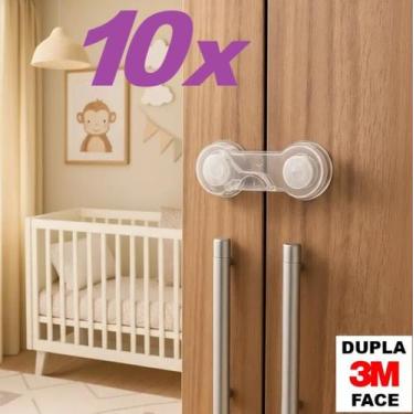 Imagem de Kit 10 Travas Gaveta Porta Transparente - Segurança bebê - Rainbow Dec