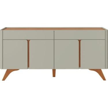 Imagem de Buffet Aros 4 Portas Pés Madeira Maciça - Mavaular, Off White/Naturale