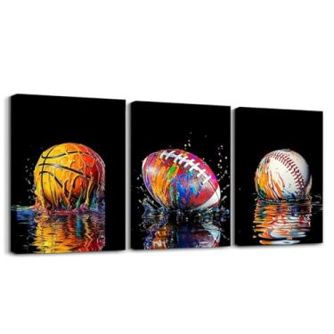 Imagem de Feelyou Arte de parede em tela emoldurada esportiva futebol beisebol basquete decoração de parede para quarto estilo hippie pinturas para quarto escritório decoração de parede cultura urbana pôsteres