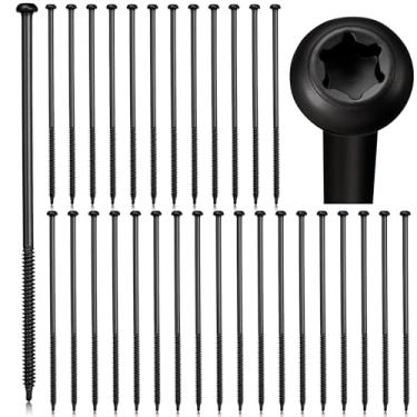 Imagem de Moxweyeni 30 peças de parafusos de calha de 17 cm, parafusos de acionamento em estrela, pregos duráveis para fixação de calhas em calhas flácidas de madeira e manutenção (preto)
