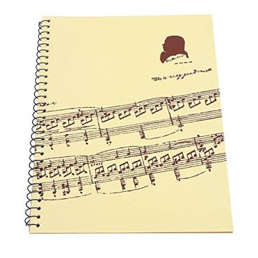 Imagem de Caderno de Notação Musical, 50 Páginas, Papel para Escrita de Manuscritos Musicais para Escritores de Canções ou Amadores (padrão de partitura amarela)