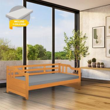 Imagem de Cama Zurique com Colchão Mona Solteiro Madeira Maciça com Acabamento Premium Imbuia