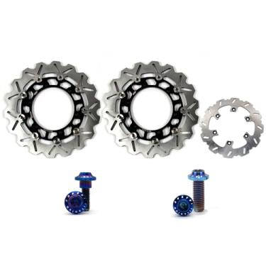Imagem de Arashi Discos de freio dianteiros traseiros rotores com parafusos de montagem para Yamaha FZS1000 Fazer 2001-2005, BT1100 BULLDOG 2002-2006, XJR1300 1999-2017 RACER 16-17, peças de acessórios de
