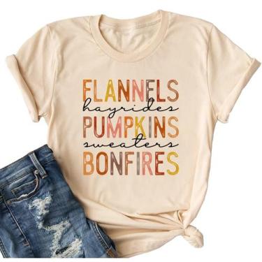 Imagem de Camisa Ykomow Fall Pumpkin para mulheres, casual, creme de outono, tam
