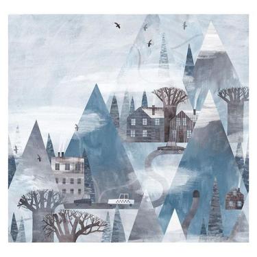 Imagem de Papel de Parede Adesivo Infantil Montanhas Cidade Quarto Menino - 633p