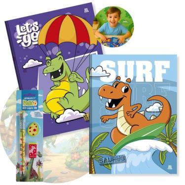 Imagem de Caderno Brochura Capa Dura Grande Dinossauros 2un 80 fls com Pauta e K