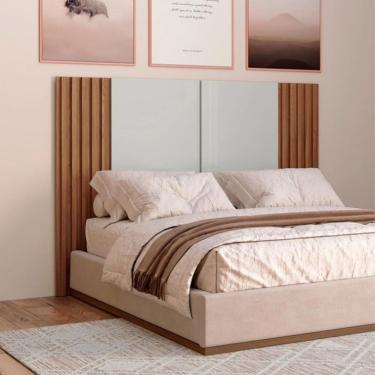 Imagem de Cabeceira Solteiro Ripada 165cm TW153 Off White Freijó Dalla Costa