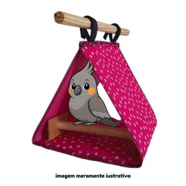 Imagem de Cabana Toquinha Suspensa com Poleiro para Aves Calopsitas ou Roedores 
