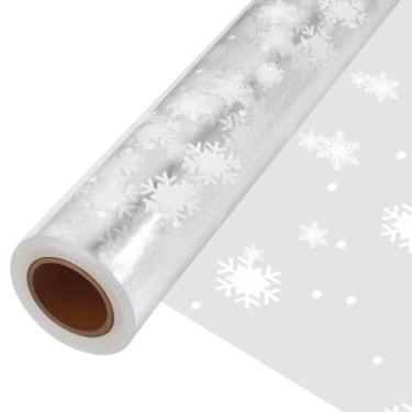 Imagem de Rolo de celofane JOYIT Snowflake para presente 80 cm x 30,5 m 3 mil
