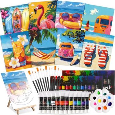 Imagem de Kit de arte Cholemy Paint & Sip, tela de 8 x 10", estilo havaiano