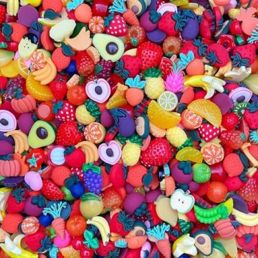 Imagem de 50 pçs Cute Slime Charms Set Mixed Resina Flatback Fazendo Suprimentos para DIY Craft Making e Ornament Scrapbooking Beads Sortidas Doces Frutas Bolo Ornamento