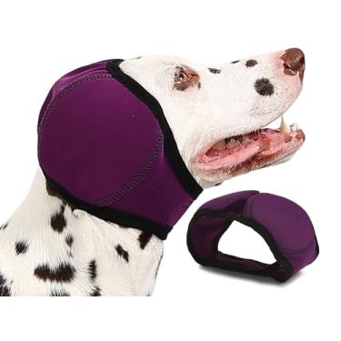 Imagem de AOOLMOL Protetor de orelha de cachorro para hematoma, banho, secagem, natação e alívio da ansiedade por ruído - Proteção elástica à prova d'água com capuz calmante design para cuidados pessoais