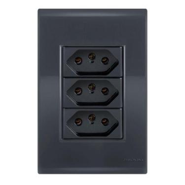 Imagem de Conjunto 3 Tomadas 10A - Tramontina Liz Grafite - Tlg009