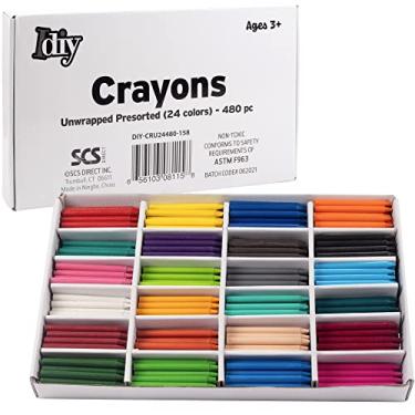 Imagem de Giz de cera a granel IDIY desembrulhado (pré-sortido 480 ct, 24 cores, 20 cada) - sem papel, testado pela ASTM, para crianças, professores, sala de aula de arte, material escolar, projetos de