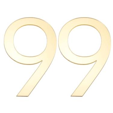 Imagem de PATIKIL Números de casa, 2 peças de número de casa moderna de acrílico autoadesivo de 10 cm para endereço externo caixa de correio porta fazenda casa escritório apartamentos quarto de hotel, ouro (9)