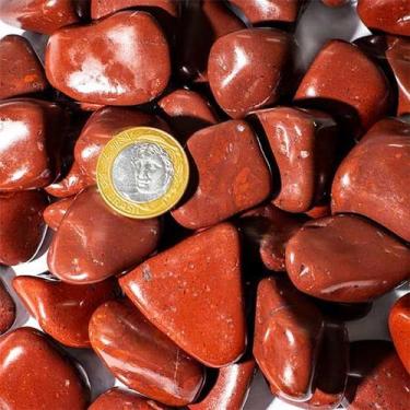 Imagem de Pedra Natural Jaspe Vermelho Rolado 5kg - Tamanho G 30 a 45mm Tipo B -