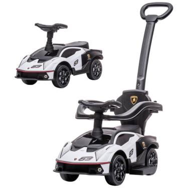 Imagem de Carrinho de Passeio Infantil 2 em 1 com Buzina, Compartimento Sob o Assento, Som e Volante para Crianças, Aosom, Branco