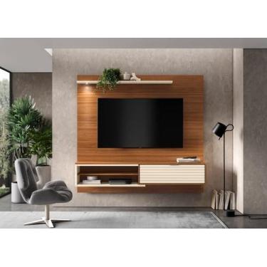 Imagem de Estante Home Suspenso Trenton Cinamomo Mel/Pérola Metalizado - Mobler