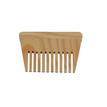 Imagem de Pente de Madeira para Barba, Pinus, Pequeno, Antifrizz, 09cm x 06cm x 0,8 cm