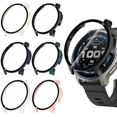 Imagem de WD&CD Pacote com 6 capas compatíveis com Amazfit Balance 2 47 mm 2025, capa rígida de policarbonato de cobertura total com protetor de tela de vidro temperado, transparente + preto + rosa + branco +