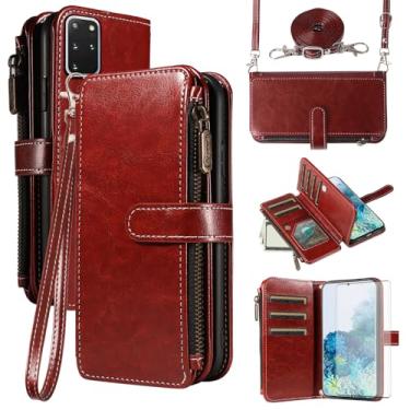 Imagem de Asuwish Capa de celular para Samsung Galaxy S20 Plus S20+ 5G Capa com protetor de tela de vidro temperado e cordão com zíper carteira porta-cartão com suporte para celular S20+5G S20plus 20S + S2O S