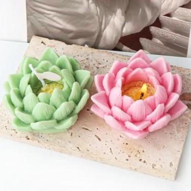 Imagem de Moldes de vela de flor de flor – Molde de silicone para fazer velas, moldes de sola 3D DIY para cera de soja, cera de abelha, vela perfumada, presentes femininos de dia dos namorados (lótus)