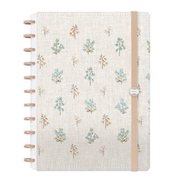 Imagem de Caderno Iscool Disc Inteligente 80 Folhas Entrepontos Floral Azul e Nude Grande G