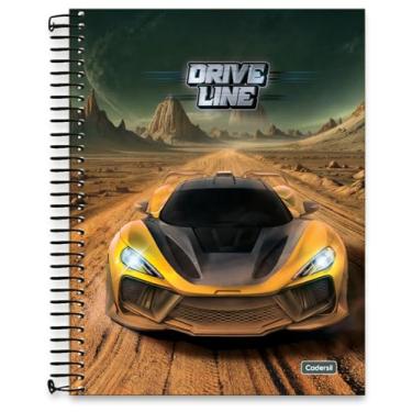Imagem de Caderno Universitário Cadersil 10 matérias Estampa Drive Line – 160 Folhas – Capa Dura Metalizada Espiral Preto – Miolo com microsserrilhas - Ideal para Escola ou Faculdade.