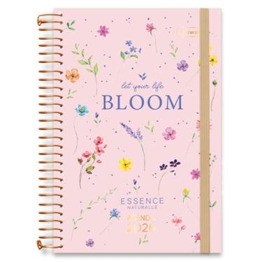 Imagem de Agenda 2026 Diária Cadersil Estampa Essence – Capa Dura com Hot Stamping Dourado – 176 Folhas – Fechamento com Elástico – Ideal para Organização Pessoal com Estilo