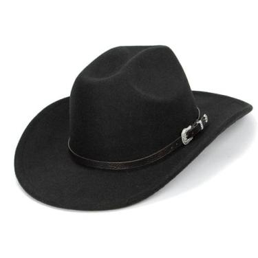 Imagem de Chapéu de cowboy italiano Western Classic Fedora com cinto de fivela -