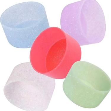 Imagem de TFAK 5 peças de bota de garrafa de silicone, manga de garrafa de água de silicone compatível com Stanley/Hydroflask/Iron Flask, 7,4-7,6 cm de largura inferior da garrafa de água inoxidável