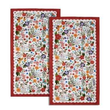 Imagem de Giwawa Toalhas de mão de microfibra floral vintage - 28,3 x 36,5 cm conjunto de toalhas decorativas com ponta de dedo para casa branco e vermelho