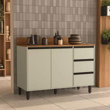 Imagem de Balcão de Pia 2 Portas 3 Gavetas com Tampo Koya Politorno Móveis, Verd