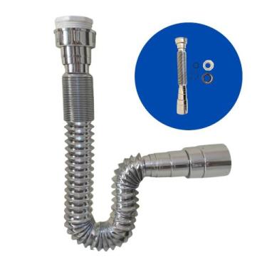 Imagem de Sifão Sanfonado Cromado Extensível Pia Tanque Cozinha Lavanderia Ambie