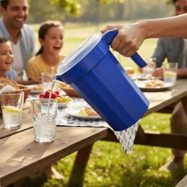 Imagem de Jarra Plástica 2 Litros Com Tampa Cristal Para Suco Água e Bebidas - G