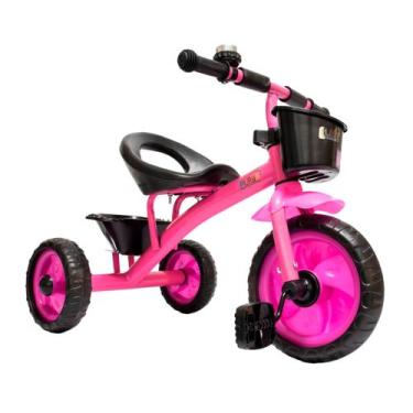 Imagem de Triciclo Infantil Rosa 3 Rodas Motoca com Cesta Buzina - PlayDuc - KaB